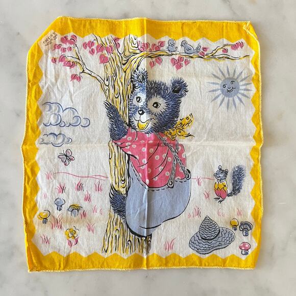 Vintage 50s 60s Duck, Bear and Dog Animal Hankies / Set of Three - Picture 5 of 8